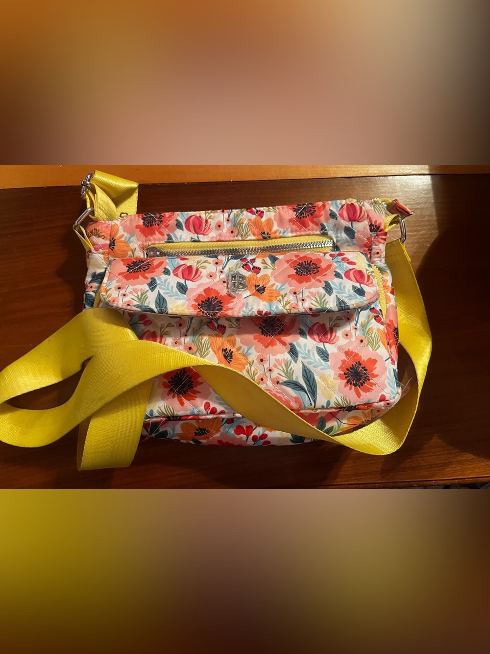 Buxton Floral Crossbody Bag with Yellow Strap - Women Bags